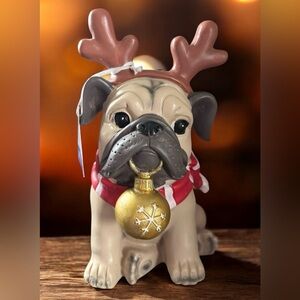 New! Humane Society Christmas Pug figure statue 11”